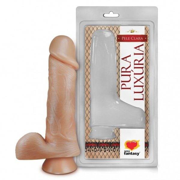 PRÓTESE SEM VIBRO COM VENTOSA E ESCROTO 16,2X4,4CM SEXY FANTASY